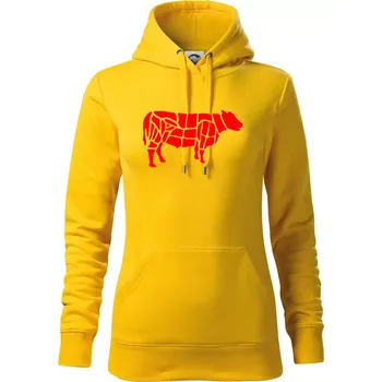 Dámská mikina Grilování - Grill Chef - Kráva - Mikina dámská Cape s kapucí - S ( Žlutá )