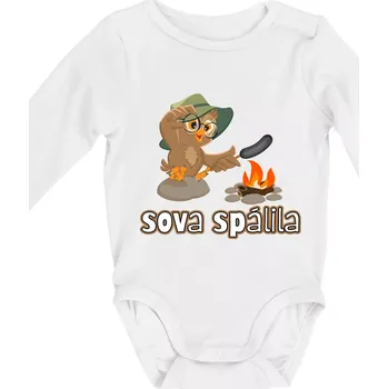 Sova spálila - Body kojenecké s dlouhým rukávem - Dlouhý r. do 3 měs ( Bílá )