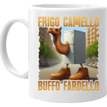 Žertovný předmět Frigo Camello Buffo Fardello - Italian Brainrot - velbloud lednička - hrnek s potiskem- Tričkový.cz