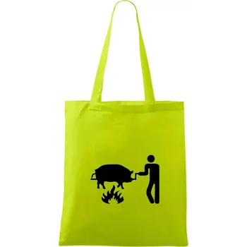 Grilování - Prase - Taška bavlněná - 42 x 38 cm ( Limetková )
