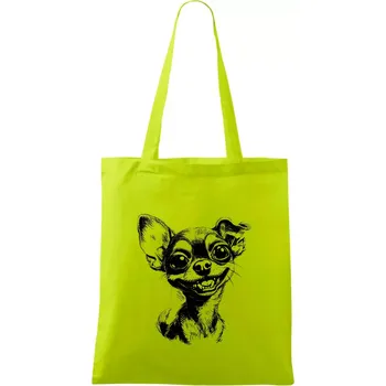 Černobílá karikatura čivava - Taška bavlněná - 42 x 38 cm ( Limetková )