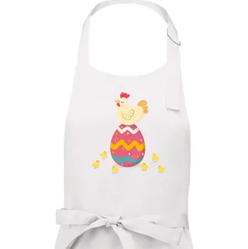 Kuchyňská zástěra Slepice sedící na velikonočním vejci - Pánská zástěra na vaření - Univerzální velikost ( Bílá )
