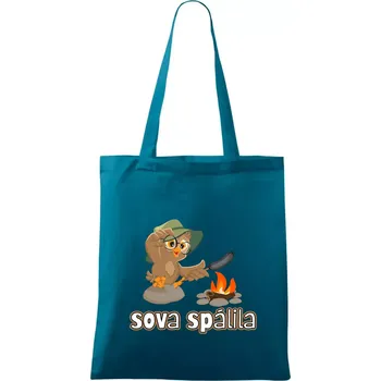 Sova spálila - Taška bavlněná - 42 x 38 cm ( Petrolejová )