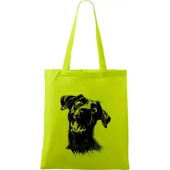 Černobílá karikatura Labrador tmavý - Taška bavlněná - 42 x 38 cm ( Limetková )