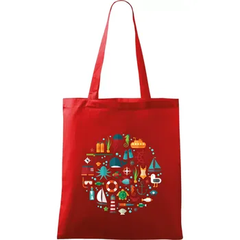 Nákupní taška Potápění dovolená - Taška bavlněná - 42 x 38 cm ( Červená )