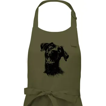 Kuchyňská zástěra Černobílá karikatura Labrador tmavý - Pánská zástěra na vaření - Univerzální velikost ( Khaki )