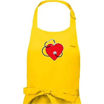 Kuchyňská zástěra Internista srdce - Pánská zástěra na vaření - Univerzální velikost ( Žlutá )
