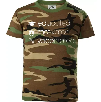 Educated motivated vaccinated - Dětské maskáčové triko - 134 cm/8 let ( Hnědý maskáč )