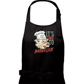 Kuchyňská zástěra It's Time to Barbeque - Pánská zástěra na vaření - Univerzální velikost ( Černá )