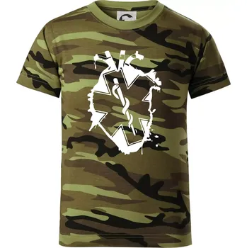 Chlapecké tričko Zdravotnické srdce - Dětské maskáčové triko - 122 cm/6 let ( Zelený maskáč )