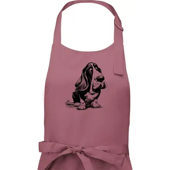 Kuchyňská zástěra Černobílá karikatura baset - Pánská zástěra na vaření - Univerzální velikost ( Starorůžová )