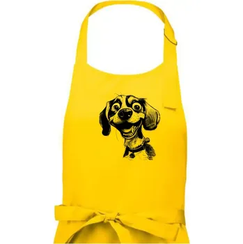 Kuchyňská zástěra Černobílá karikatura bígl - Pánská zástěra na vaření - Univerzální velikost ( Žlutá )