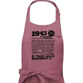 Kuchyňská zástěra 1943 v kostce - Dámská zástěra na vaření - Univerzální velikost ( Starorůžová )