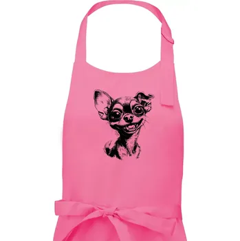 Kuchyňská zástěra Černobílá karikatura čivava - Pánská zástěra na vaření - Univerzální velikost ( Růžová )