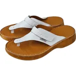 2081 - 10 Dámské kožené bílé nazouváky / žabky se zdravotní podporou; doprodej 42