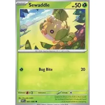 Sběratelská karetní hra Pokémon WHT 001/086 Sewaddle - White Flare Stav: Near Mint, Verze: REVERSE HOLO