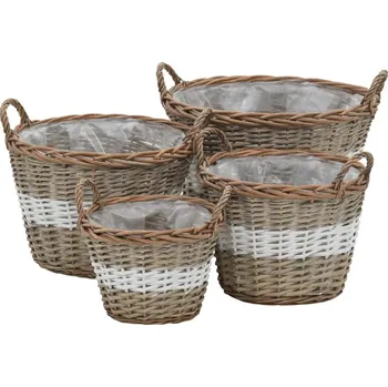 Vyvýšený záhon vidaXL Marketos Vyvýšený záhon 4 ks proutěný s PE výstelkou