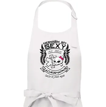 Kuchyňská zástěra Nesnáším být sexy záchranářka - Dámská zástěra na vaření - Univerzální velikost ( Bílá )