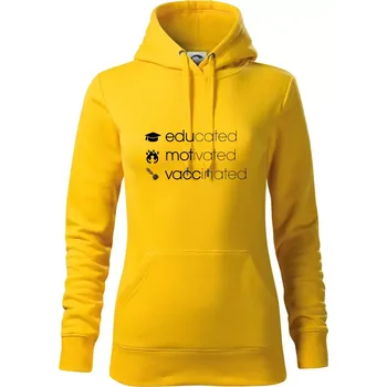 Dámská mikina Educated motivated vaccinated - Mikina dámská Cape s kapucí - XL ( Žlutá )