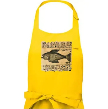 Kuchyňská zástěra Egyptské hieroglyfy ryba - Pánská zástěra na vaření - Univerzální velikost ( Žlutá )