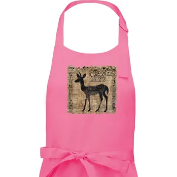 Kuchyňská zástěra Egyptské hieroglyfy srnka - Dámská zástěra na vaření - Univerzální velikost ( Růžová )
