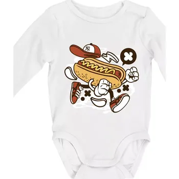 Kojenecký body Hotdogátor - Body kojenecké s dlouhým rukávem - Dlouhý r. do 3 měs ( Bílá )