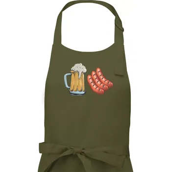 Kuchyňská zástěra Pivo a klobása - Dámská zástěra na vaření - Univerzální velikost ( Khaki )