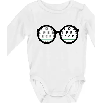Brýle optika - Body kojenecké s dlouhým rukávem - Dlouhý r. 6-12 měs ( Bílá )
