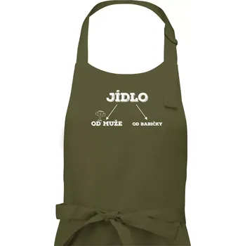 Kuchyňská zástěra Myshirt.cz Rozdělení jídla - Pánská zástěra na vaření - Univerzální velikost Khaki