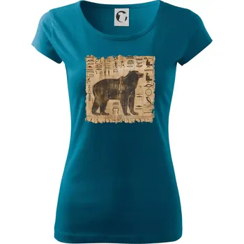 Dámské oblečení Egyptské hieroglyfy medvěd - Dámské triko Pure - S ( Petrolejová )