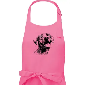 Kuchyňská zástěra Černobílá karikatura Labrador světlý - Pánská zástěra na vaření - Univerzální velikost ( Růžová )