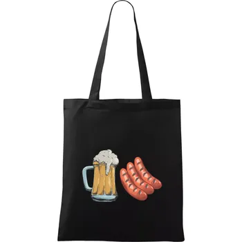 Pivo a klobása - Taška bavlněná - 42 x 38 cm ( Černá )