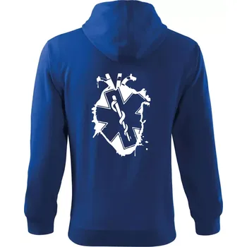 Pánská mikina Zdravotnické srdce - Mikina s kapucí na zip trendy zipper - M ( Královská modrá )