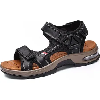 Dámské sandále Pánské letní kožené sandály na ven a na pláž Barva: Černá, Velikost: 44