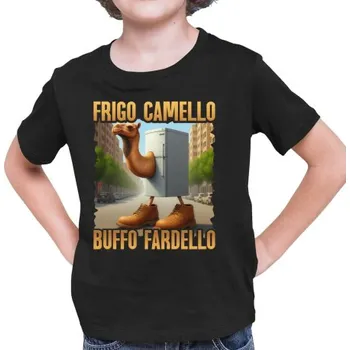 Žertovný předmět Frigo Camello Buffo Fardello - Italian Brainrot - velbloud lednička - dětské tričko s potiskem- Tričkový.cz