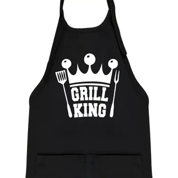 Kuchyňská zástěra Grilování - Grill King - Dětská zástěra na vaření - Univerzální velikost ( Černá )