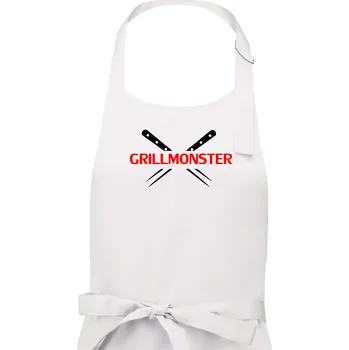 Kuchyňská zástěra Grilování - Grillmonster - Pánská zástěra na vaření - Univerzální velikost ( Bílá )