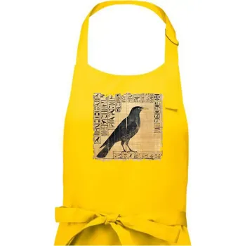 Kuchyňská zástěra Egyptské hieroglyfy pták - Dámská zástěra na vaření - Univerzální velikost ( Žlutá )