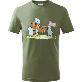 Sova veterinář - Tričko dětské bavlněné - 104-110cm / 3-4 roky ( Khaki )