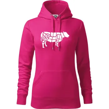 Dámská mikina Grilování - Grill Chef - Kráva - Mikina dámská Cape s kapucí - 2XL ( Purpurová )