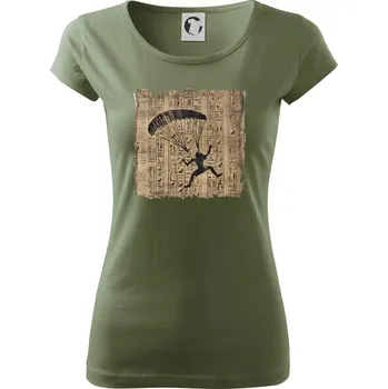 Dámské tričko Egyptské hieroglyfy paraglide - Dámské triko Pure - XL ( Khaki )