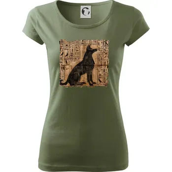 Egyptské hieroglyfy pes - Dámské triko Pure - XS ( Khaki )