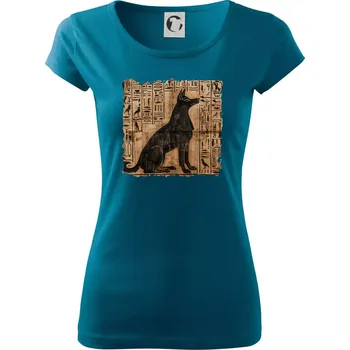Egyptské hieroglyfy pes - Dámské triko Pure - 2XL ( Petrolejová )