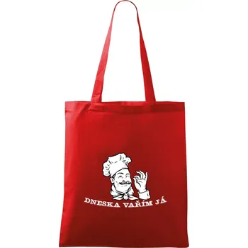 Nákupní taška Dneska vařím já - Taška bavlněná - 42 x 38 cm ( Červená )