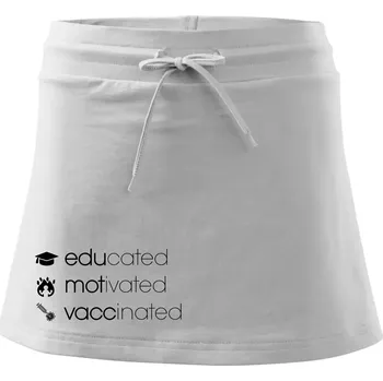 Dámská sukně Educated motivated vaccinated - Sportovní sukně - two in one - L ( Bílá )