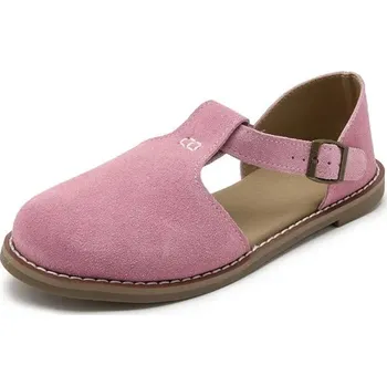 Dámské sandále retro sandály z broušené kůže – pohodlný model Barva: Růžová, Velikost: 39