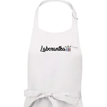 Kuchyňská zástěra Laborantka a zkumavky - Dámská zástěra na vaření - Univerzální velikost ( Bílá )