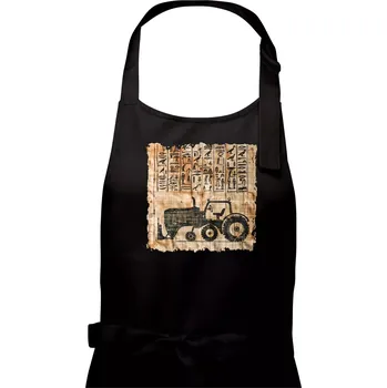 Kuchyňská zástěra Egyptské hieroglyfy traktor - Dámská zástěra na vaření - Univerzální velikost ( Černá )