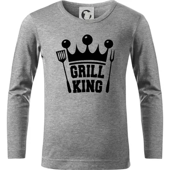 Chlapecké tričko Grilování - Grill King - Triko dětské Long Sleeve - 122 cm/6 let ( Tmavě šedý melír )