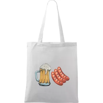 Pivo a klobása - Taška bavlněná - 42 x 38 cm ( Bílá )